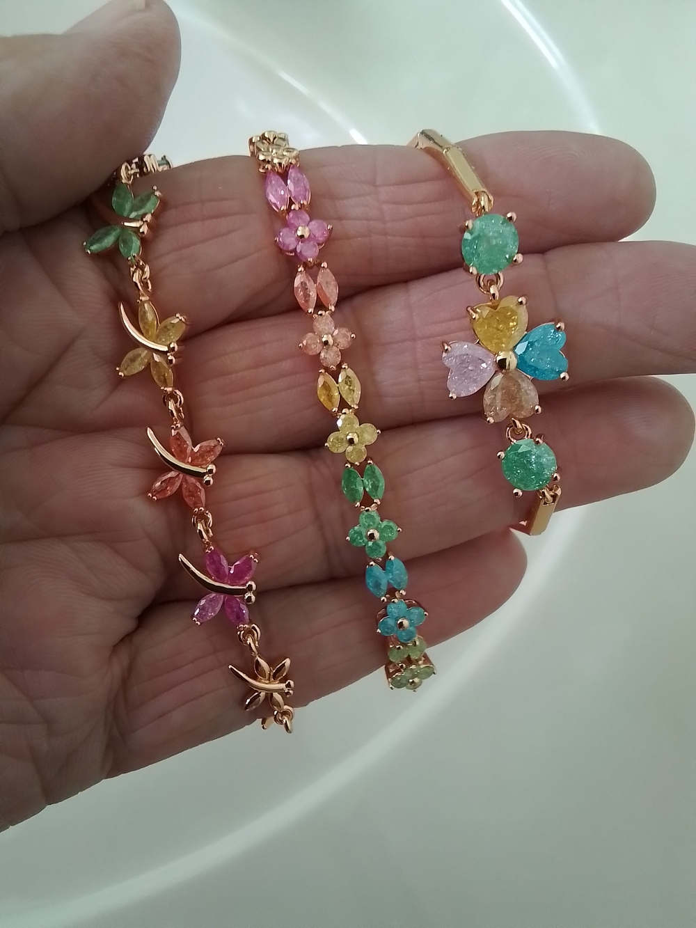 Multicolor Floral Galaxy Candy Bracelet Set - Elegant Women's Jewelry